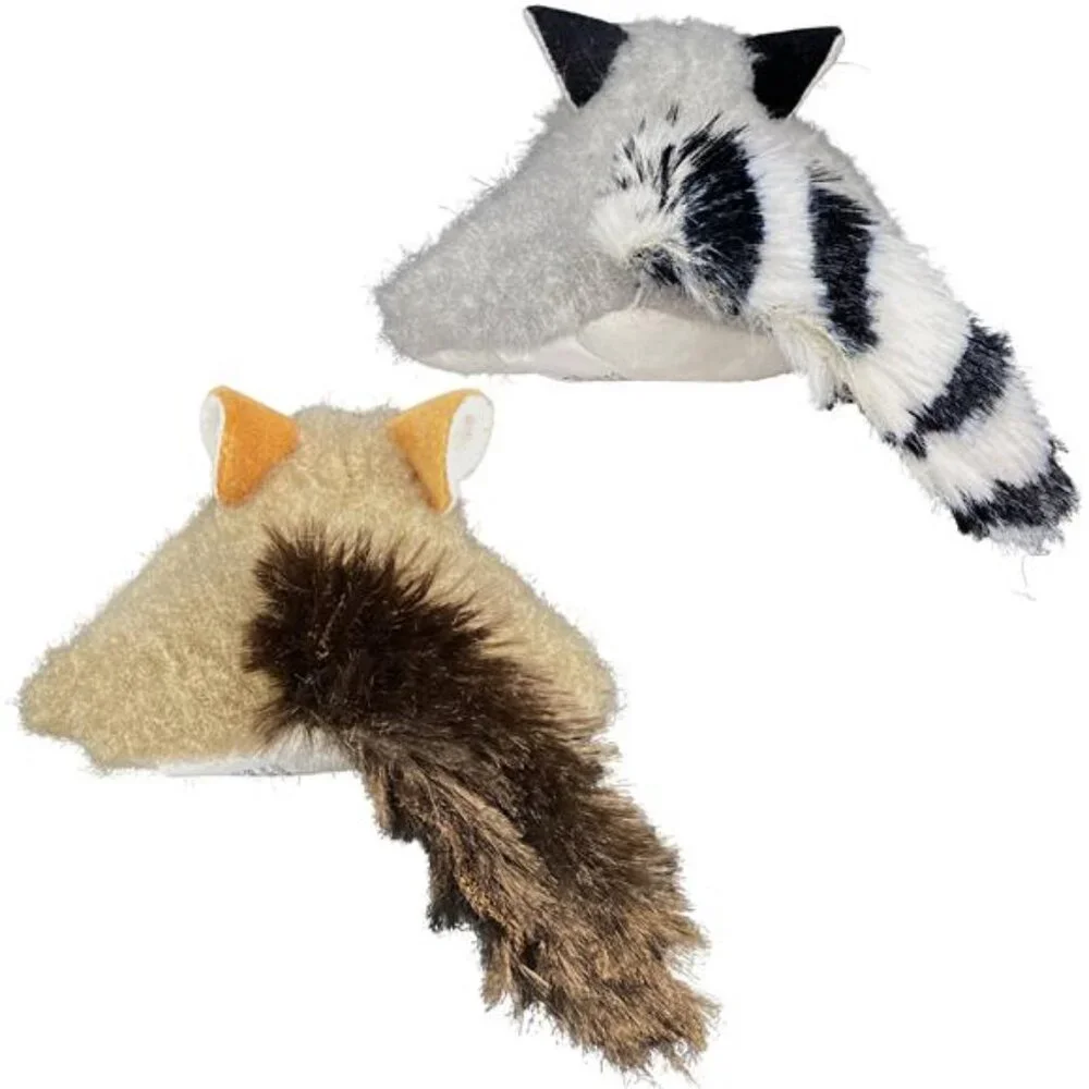 Lemur and Squirrel Plush Multicolor Cat Toy, Crinkle and Catnip, 2